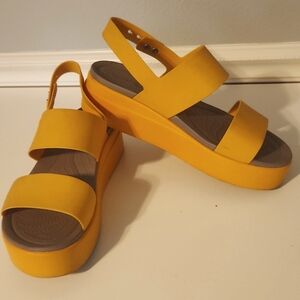 Yellow Crocs Platform Sandals